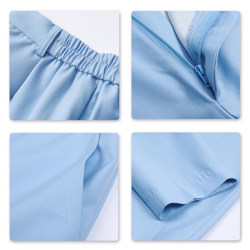 YUNCLOS Women's 2 Piece Office Work Suit Set Two Button Blazer and Pants Blue - Image 5